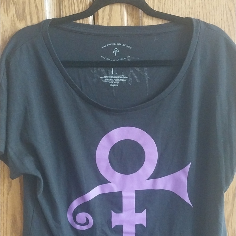 Prince Symbol Unisex Short Sleeve T-shirt Large Black Purple Round Neck Y2K - Picture 4 of 7